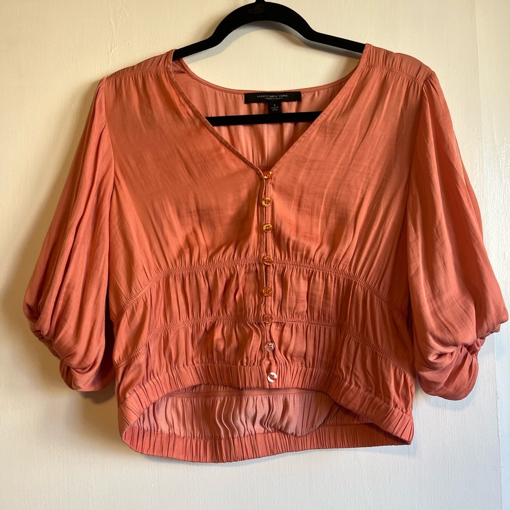 Marc New York Andrew Mark Crop Women's Top Puff Sleeve Canyon Clay